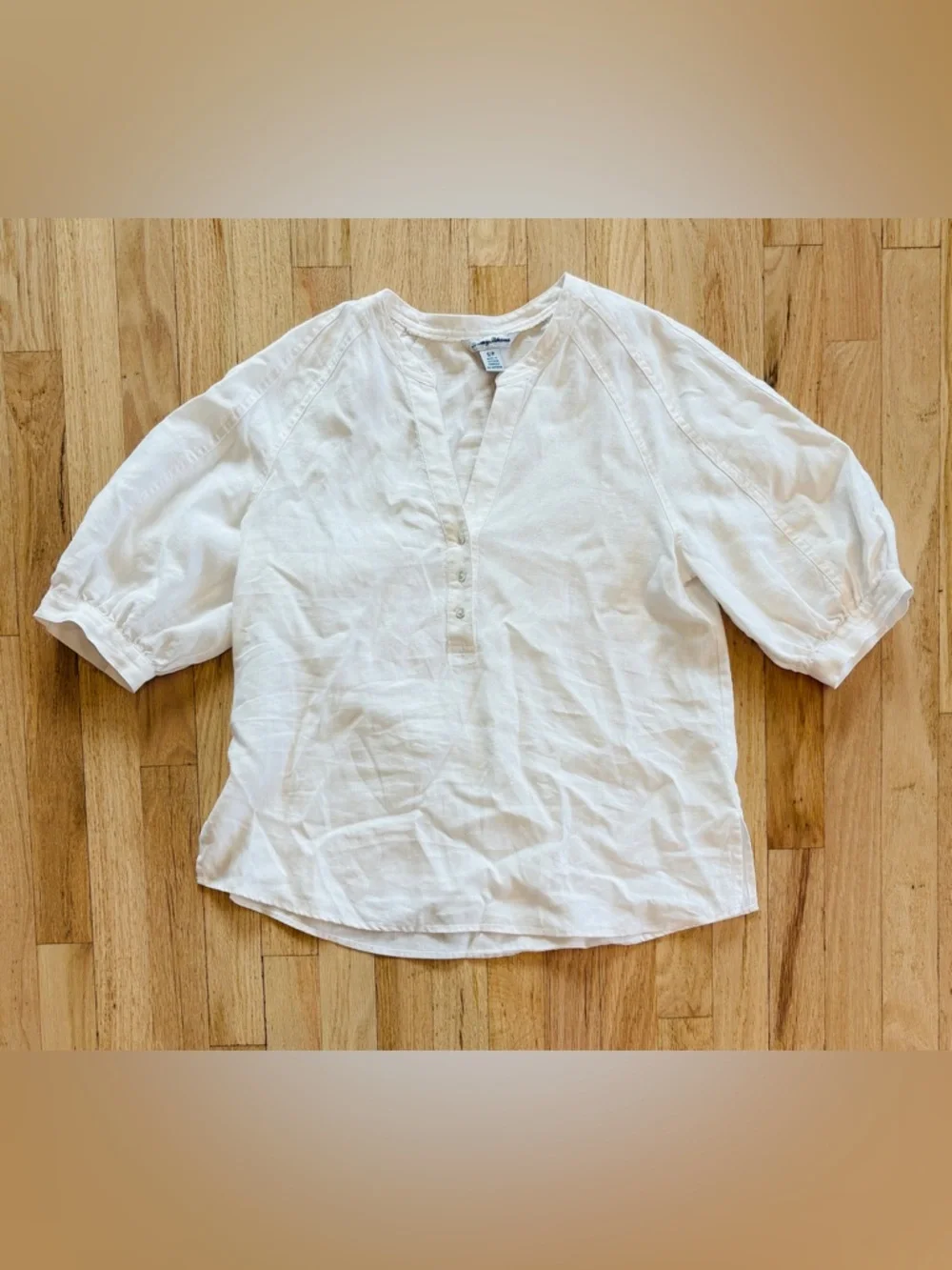 Tommy Bahama White 100% Linen Puff Sleeve Blouse Top Small S - Picture 1 of 4